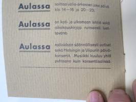 Kahvila Aula, Viipuri - Hinnasto 1935