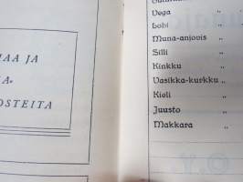 Kahvila Aula, Viipuri - Hinnasto 1935