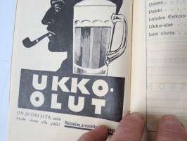 Kahvila Aula, Viipuri - Hinnasto 1935