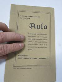 Kahvila Aula, Viipuri - Hinnasto 1935