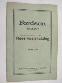 Fordson traktor Reservdelskatalog 15.6.1934 -alkuperäinen varaosaluettelo ruotsiksi