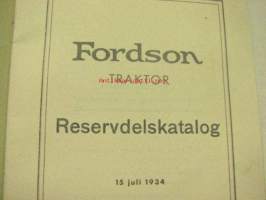Fordson traktor Reservdelskatalog 15.6.1934 -alkuperäinen varaosaluettelo ruotsiksi