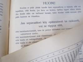 Käyttöohje Baltik-Käsiseparaattoreille B10, B21, B22, B23 vuoden 1910 mallit -käyttöohjekirja &amp; varaosaluettelo