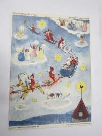 Adventtikalenteri / Joulukalenteri - Suomen Partiotyttöjärjestö - Finlands Flickscoutunion, piirtänyt Ulla von Wendt 1957