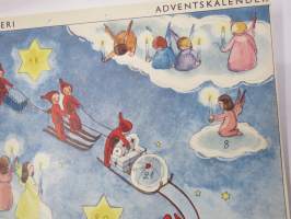 Adventtikalenteri / Joulukalenteri - Suomen Partiotyttöjärjestö - Finlands Flickscoutunion, piirtänyt Ulla von Wendt 1957