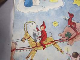 Adventtikalenteri / Joulukalenteri - Suomen Partiotyttöjärjestö - Finlands Flickscoutunion, piirtänyt Ulla von Wendt 1957