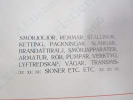 Maskinförnödenheter och Sprutor, Smörjapparater, Armatur, Pumpar, Rör, Verktyg, Transmissioner -kone- ja työkalukuvasto