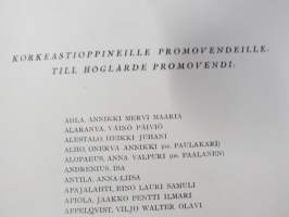Helsingin yliopisto - Filosofian  Maisteripromootio 31.5.1950; Tervehdys (sisältää promovendien nimilistan) ja erillinen kantaatti