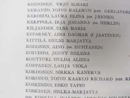 Helsingin yliopisto - Filosofian  Maisteripromootio 31.5.1950; Tervehdys (sisältää promovendien nimilistan) ja erillinen kantaatti
