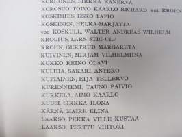 Helsingin yliopisto - Filosofian  Maisteripromootio 31.5.1950; Tervehdys (sisältää promovendien nimilistan) ja erillinen kantaatti