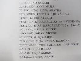 Helsingin yliopisto - Filosofian  Maisteripromootio 31.5.1950; Tervehdys (sisältää promovendien nimilistan) ja erillinen kantaatti