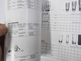 Iittala 1987 -tuoteluettelo, tuotanto mittoineen ja sunnittelijatietoineen, myös taidelasi Aalto ym.