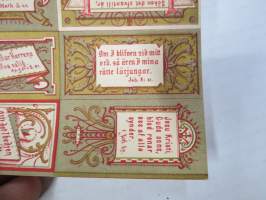 Bedjen för dem.., Jesu Kristi Guds son..., Söden det ofvantill är... -ruotsinkielisiä uskonnollisia mietelauseita, painovuosi 1877 / 78