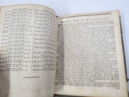 BIBLIA 1845, Se on: Koko Pyhä Raamattu Suomexi; Alku-Raamattuin Hebrean ja Grekan jälkeen wastauudesta ojettu:... (kohteesta on 36 kuvaa)