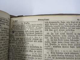 BIBLIA 1845, Se on: Koko Pyhä Raamattu Suomexi; Alku-Raamattuin Hebrean ja Grekan jälkeen wastauudesta ojettu:... (kohteesta on 36 kuvaa)