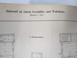 Musterbuch für Eisen-Constructionen -teräsrakennetekniikkaa; kuvia, taulukoita, selostuksia yms, saksankielinen