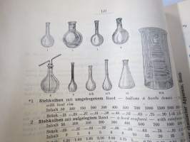 C. Gerhardt Preisverzeichnis über Chemische Apparate und Gerätschaften -kemianalan kojeita ja laitteita, kuvasto, saksankielinen