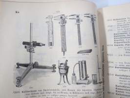 C. Gerhardt Preisverzeichnis über Chemische Apparate und Gerätschaften -kemianalan kojeita ja laitteita, kuvasto, saksankielinen