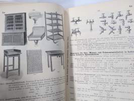 C. Gerhardt Preisverzeichnis über Chemische Apparate und Gerätschaften -kemianalan kojeita ja laitteita, kuvasto, saksankielinen