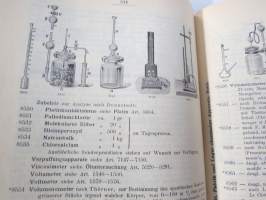 C. Gerhardt Preisverzeichnis über Chemische Apparate und Gerätschaften -kemianalan kojeita ja laitteita, kuvasto, saksankielinen