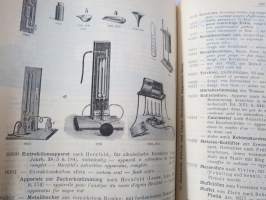C. Gerhardt Preisverzeichnis über Chemische Apparate und Gerätschaften -kemianalan kojeita ja laitteita, kuvasto, saksankielinen