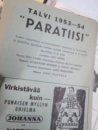 Punainen Mylly - Paratiisi -käsiohjelma Talvi 1953-54; teatteri- / kabaree-esitys