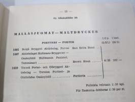 Alko vähittäismyyntihinnasto alkaen 1.12.1937 / Prislista för minutörsäljning