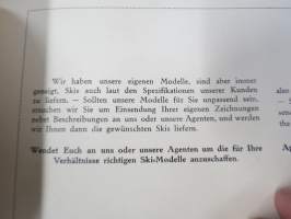 Skis &quot;Made in Finland&quot; - A.B. Börje Gyllenberg &amp; Co O.Y. - Associated Ski-Manufacturers of Finland - Vereignite Ski-Fabriken in Finnland -tuotetietoa ja luettelo