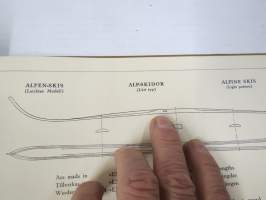 Skis &quot;Made in Finland&quot; - A.B. Börje Gyllenberg &amp; Co O.Y. - Associated Ski-Manufacturers of Finland - Vereignite Ski-Fabriken in Finnland -tuotetietoa ja luettelo