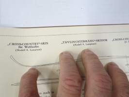 Skis &quot;Made in Finland&quot; - A.B. Börje Gyllenberg &amp; Co O.Y. - Associated Ski-Manufacturers of Finland - Vereignite Ski-Fabriken in Finnland -tuotetietoa ja luettelo