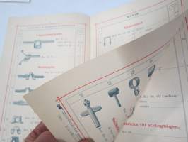 Illustrerad Priskurant öfver Gjutgods af Smidjesjern &amp; Stål s.k. MITIS från Faustman &amp; Östberg (Carlsvik, Stockholm), 1885 -hintaluettelo erilaisille takeille ym.