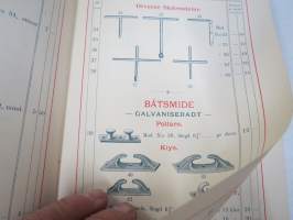 Illustrerad Priskurant öfver Gjutgods af Smidjesjern &amp; Stål s.k. MITIS från Faustman &amp; Östberg (Carlsvik, Stockholm), 1885 -hintaluettelo erilaisille takeille ym.