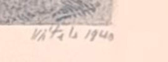 Ensiö Viitala &quot;Partio&quot; grafiikka sing 1940  alkuperäistyö josta tehty Kenttäpostikortti kehystetty koko 36x24 cm