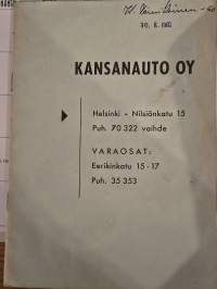 PANHARD  PL 17 1960 Käyttö- ja huolto-ohjekirjanen.