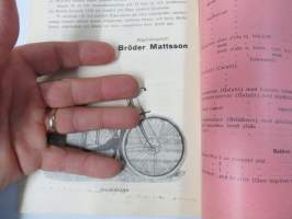 Bröder Mattsson Jakobstad Parti-prislista å velocipeder och velocipeddelar 1936