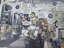 Skolelevens Buss-Spel - Mennään Bussilla - Linja-Autoliitto / Matkahuolto lautapeli, ruotsinkielinen