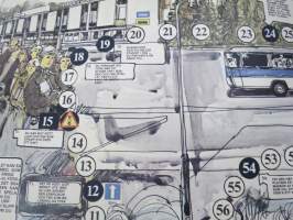 Skolelevens Buss-Spel - Mennään Bussilla - Linja-Autoliitto / Matkahuolto lautapeli, ruotsinkielinen