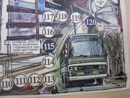 Koululaisen linja-autopeli - Mennään Bussilla - Linja-Autoliitto / Matkahuolto lautapeli