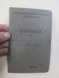 Svenska Handelshögskolani Helsingfors Studiebok för Studeranden Brita Heinrichs, matrikelnummer 725, 1937 -opintokirja