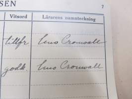 Svenska Handelshögskolani Helsingfors Studiebok för Studeranden Brita Heinrichs, matrikelnummer 725, 1937 -opintokirja