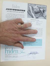 Friiden Justowriter - Edge Card Punch and Reader -myyntiesite, kirjoituskone / reikäkorttitaltiointi / kopiointikone