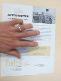 Friiden Justowriter - With Motorized Tape Punch -myyntiesite, kirjoituskone / moottoroitu reikänauhataltiointi