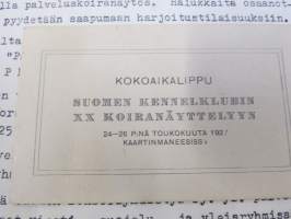 Suomen Kennel-Klubi - Koiranäyttely 1927, 2 kpl kokoaikalippuja ym. erä