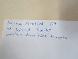 Pontiac Firebird 1967, om. Harri Haranko, autonäyttely - amerikkalaisten autojen harrastuksen alkuaikoja Suomessa -valokuva