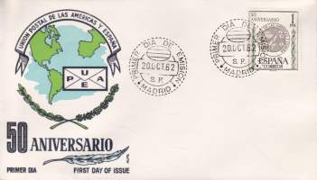 FDC - Espanja - 50 Aniversario - Union Postal de las Americas y España (UPAE) 1962 (20.10.). ALFIL