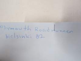 Plymouth Roadrunner Helsinki 1982 - amerikkalaisten autojen harrastuksen alkuaikoja Suomessa -valokuva