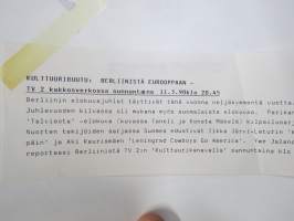 Berliinistä Eurooppaan, elokuvan / dokumentin promootiokuva / lehdistömateriaalia, Yleisradio -valokuva