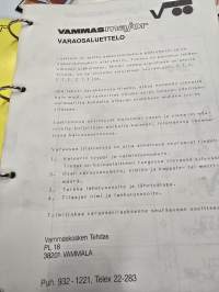 Vammas Major kaivurin varaosa-, käyttö- ja huoltoohjeet.