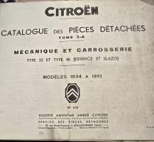 Citroen  T 32- T 45 etuveto varaosa luettelo. 1934 - 1951
