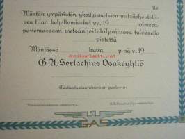 Kunniakirja Oy G.A. Serlachius antanut Mäntän ympäristön yksityismetsien metsänhoidollisen tilan kohottamiseksi...